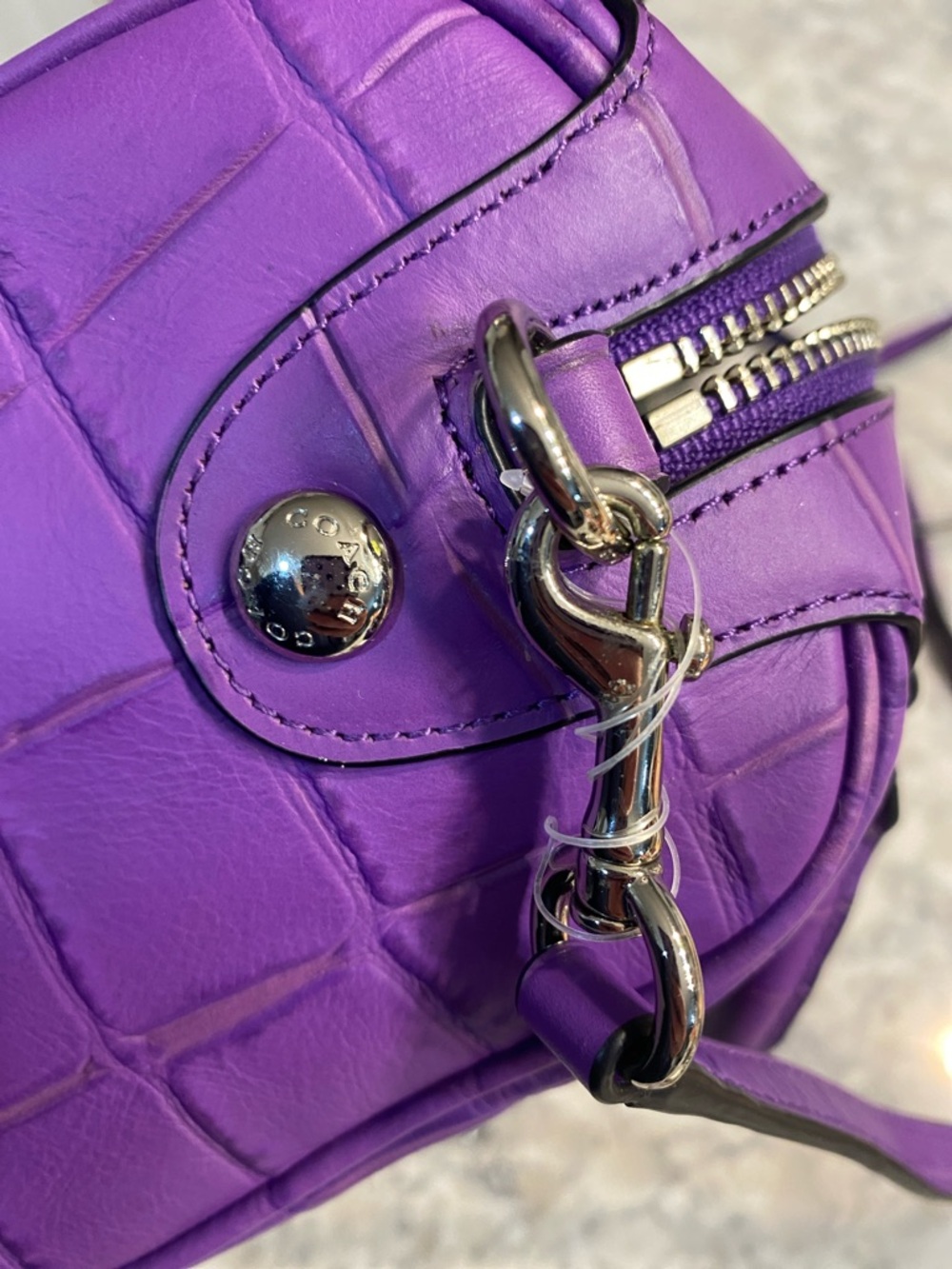 Coach Mini Bennet Croc Embossed Satchel And Dust Bag - Picture 9 of 11